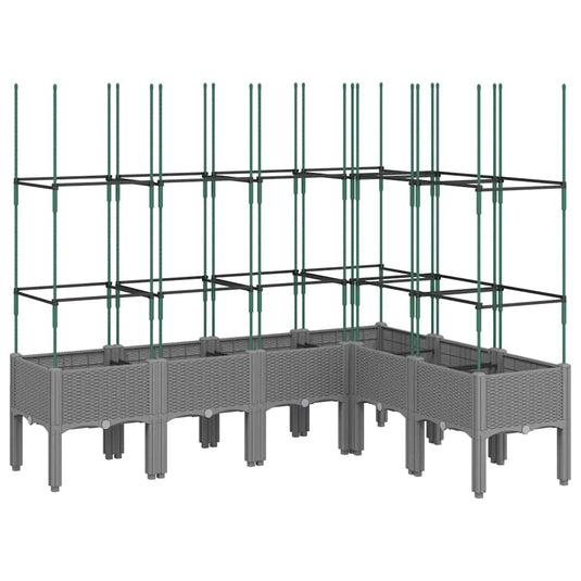 Vidaxl plantenbak met latwerk 160x120x142,5 cm polypropeen lichtgrijs