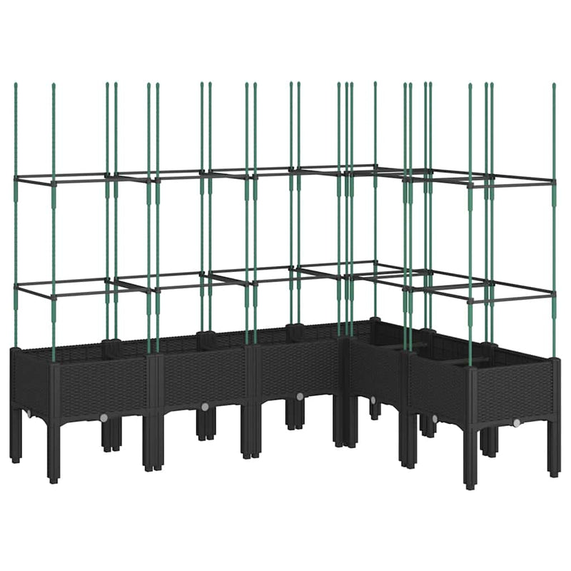Load image into Gallery viewer, Vidaxl plantenbak met latwerk 160x120x142,5 cm polypropeen zwart
