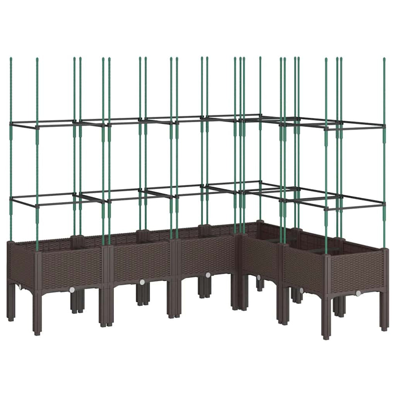 Load image into Gallery viewer, Vidaxl plantenbak met latwerk 160x120x142,5 cm polypropeen bruin
