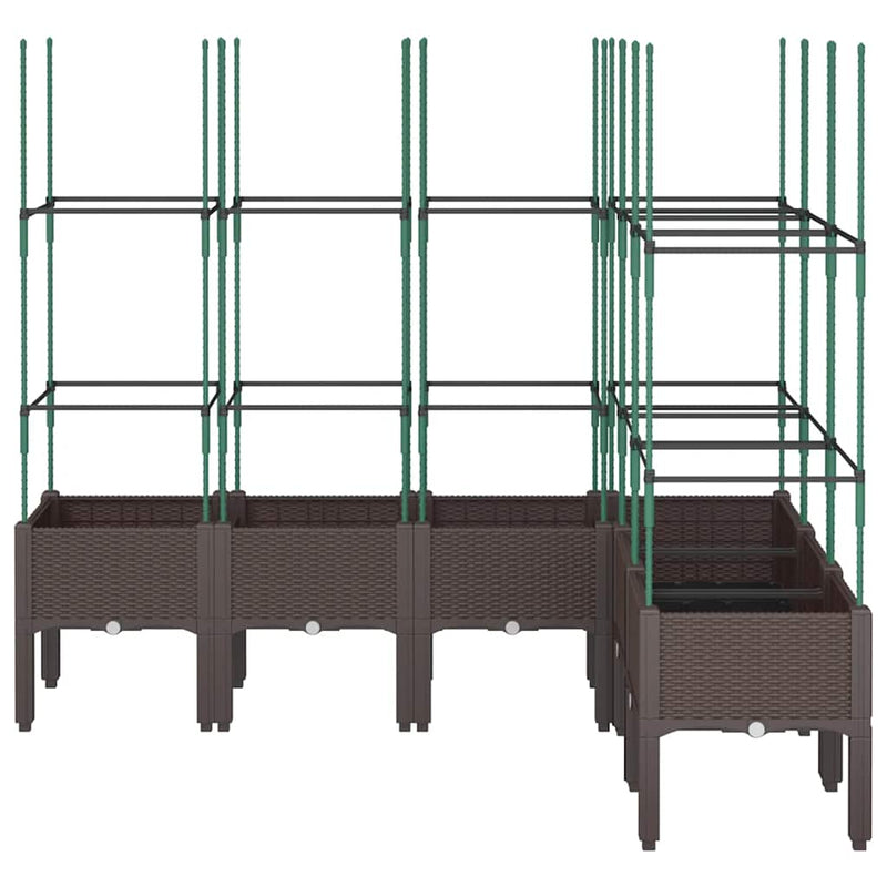 Load image into Gallery viewer, Vidaxl plantenbak met latwerk 160x120x142,5 cm polypropeen bruin
