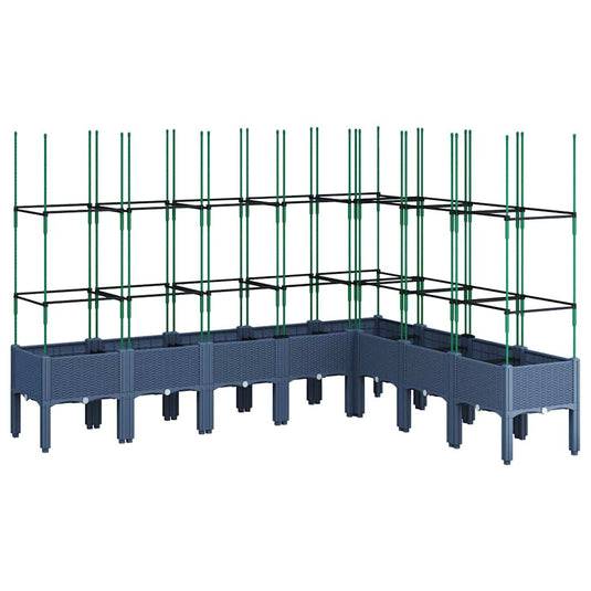 Vidaxl plantenbak met latwerk 200x160x142,5 cm polypropeen grijs