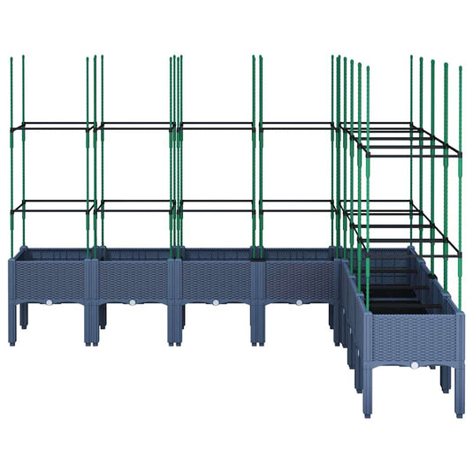 Vidaxl plantenbak met latwerk 200x160x142,5 cm polypropeen grijs