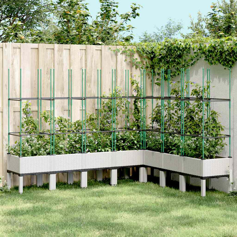 Load image into Gallery viewer, Vidaxl plantenbak met latwerk 200x160x142,5 cm polypropeen wit

