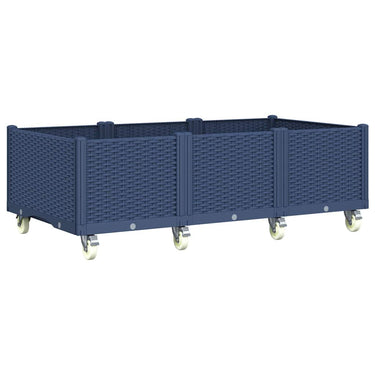 Vidaxl plantenbak met wielen 150x80x54 cm polypropeen blauwgrijs