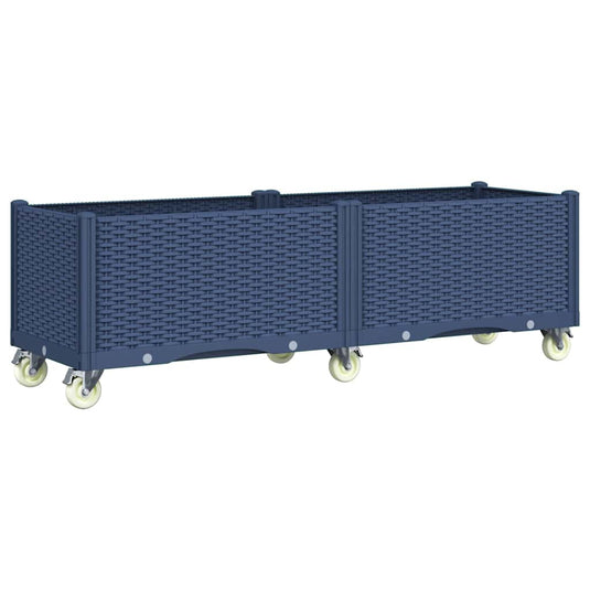 VidaXL Plantenbak met wielen 160x50x54 cm polypropeen grijs