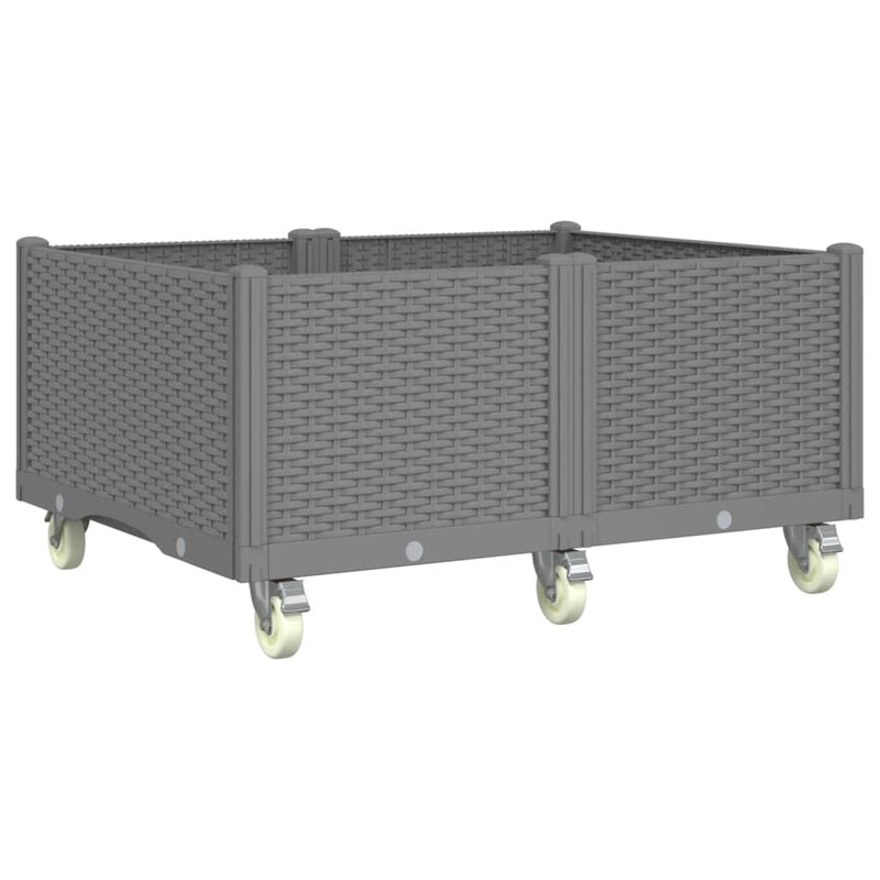 Load image into Gallery viewer, Vidaxl plantenbak met wielen 100x80x54 cm polypropeen lichtgrijs
