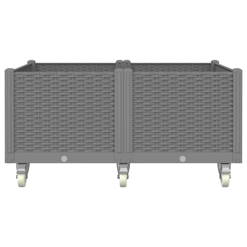 Load image into Gallery viewer, Vidaxl plantenbak met wielen 100x80x54 cm polypropeen lichtgrijs
