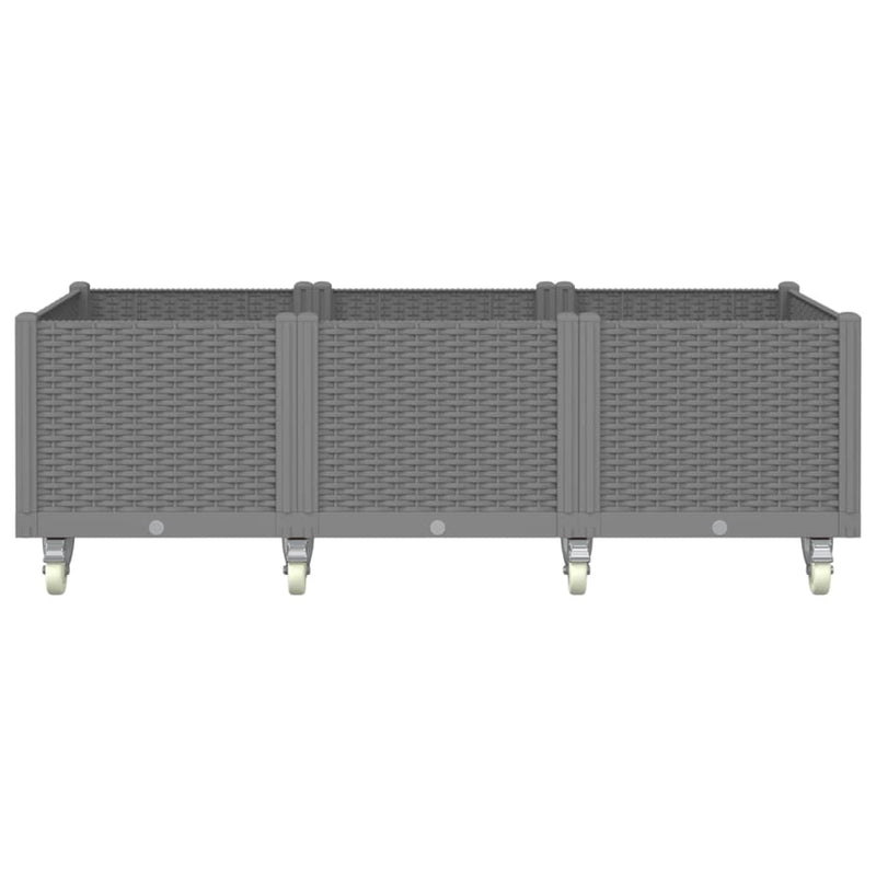 Load image into Gallery viewer, VidaXL Plantenbak met wielen 150x80x54 cm polypropeen lichtgrijs

