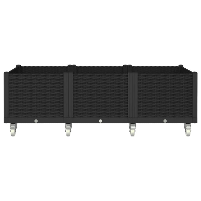 Load image into Gallery viewer, Vidaxl plantenbak met wielen 150x80x54 cm polypropeen zwart
