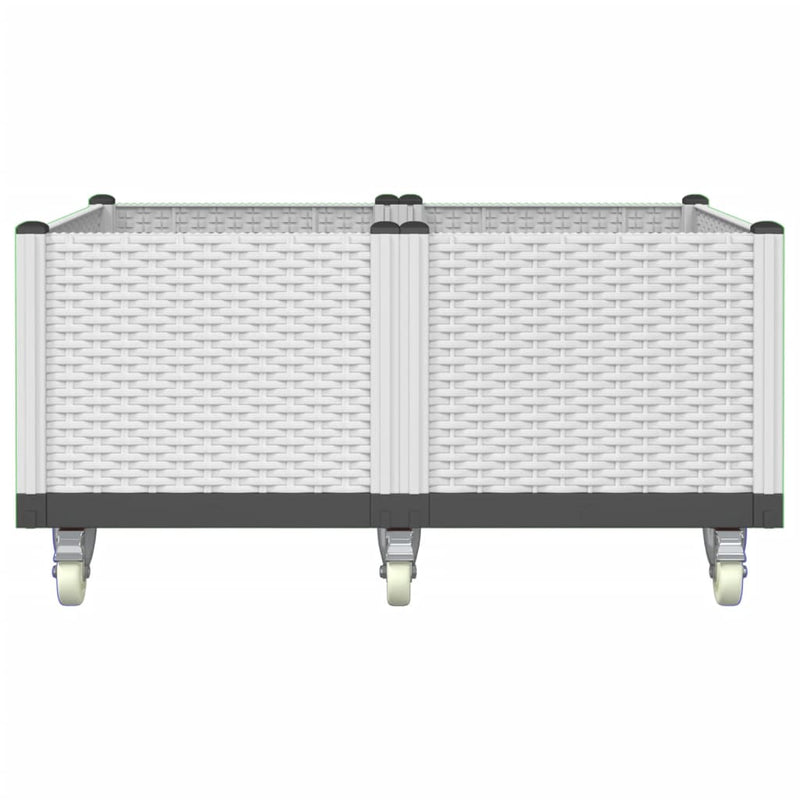 Load image into Gallery viewer, Vidaxl plantenbak met wielen 100x80x54 cm polypropeen wit
