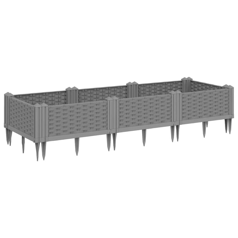 Load image into Gallery viewer, Vidaxl plantenbak met pinnen 125x40x28,5 cm polypropeen lichtgrijs
