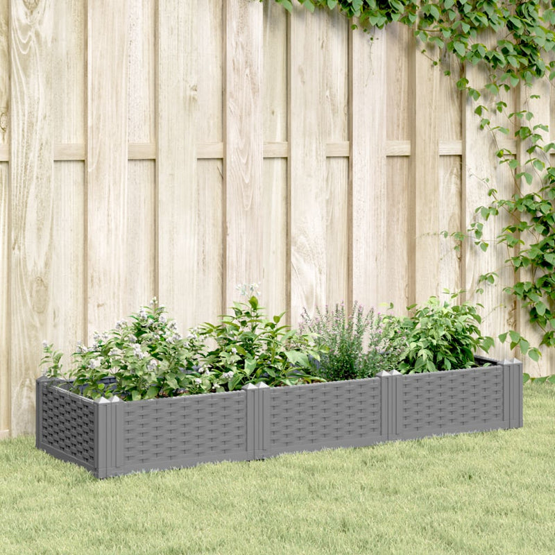 Load image into Gallery viewer, Vidaxl plantenbak met pinnen 125x40x28,5 cm polypropeen lichtgrijs
