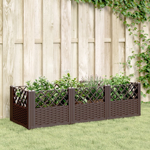 VidaXL Plantenbak met pinnen 123,5x43,5x43,5 cm polypropeen bruin