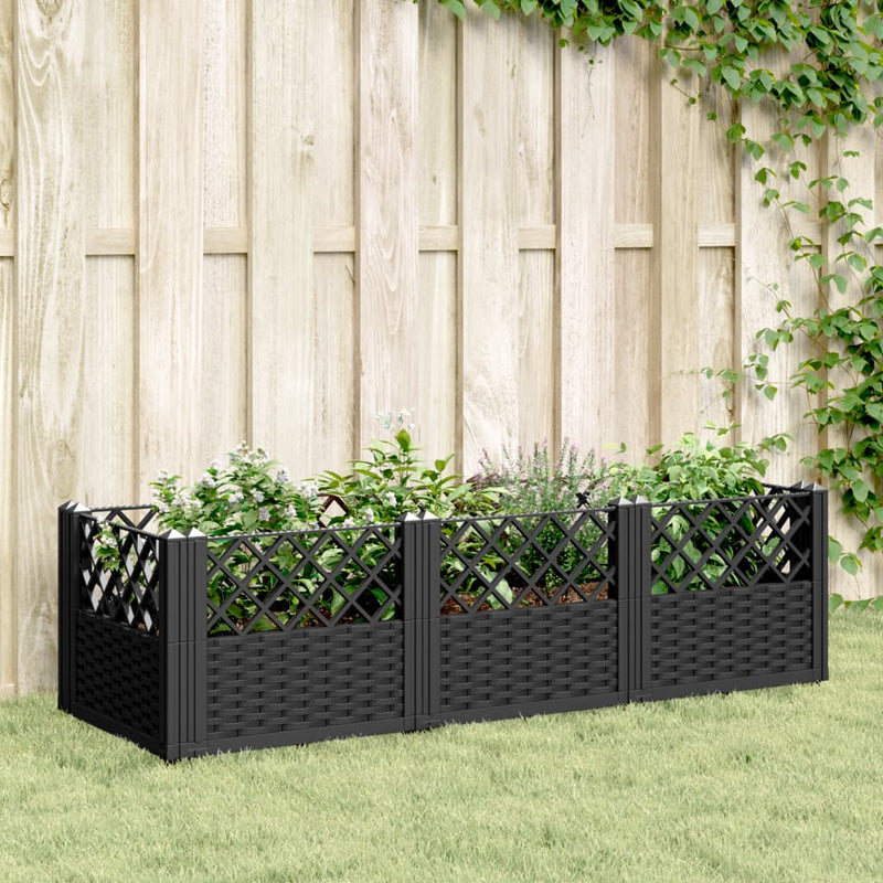 Load image into Gallery viewer, Vidaxl plantenbak met pinnen 123,5x43,5x43,5 cm polypropeen zwart
