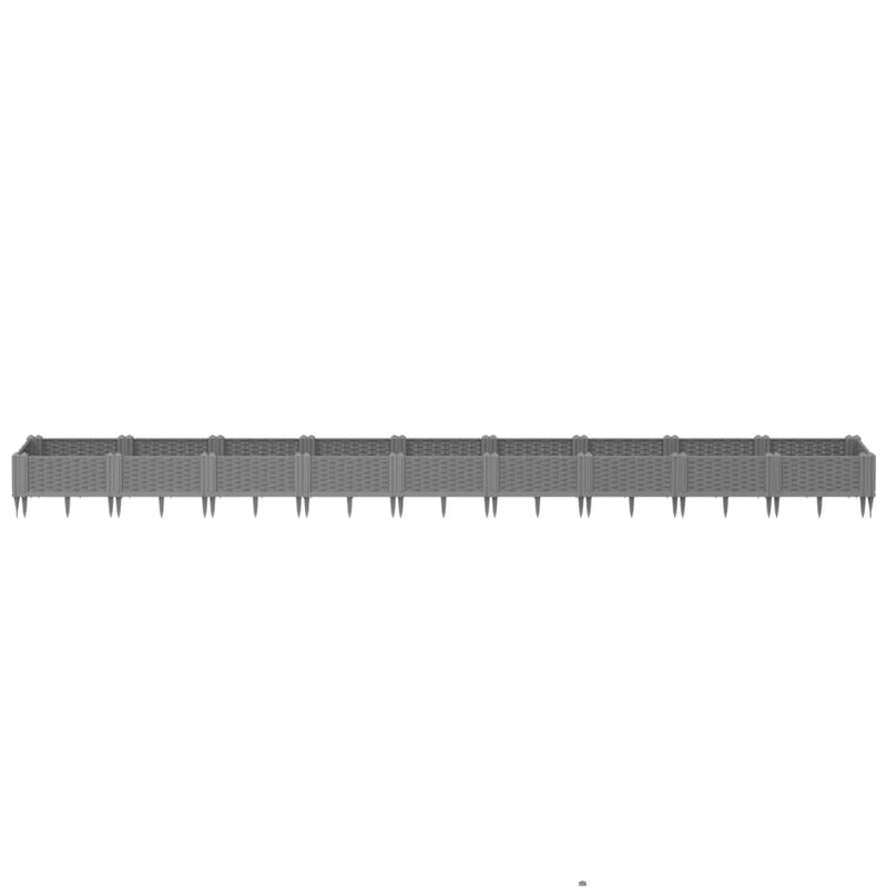 Load image into Gallery viewer, Vidaxl plantenbak met pinnen 362,5x42,5x28,5 cm polypropeen lichtgrijs
