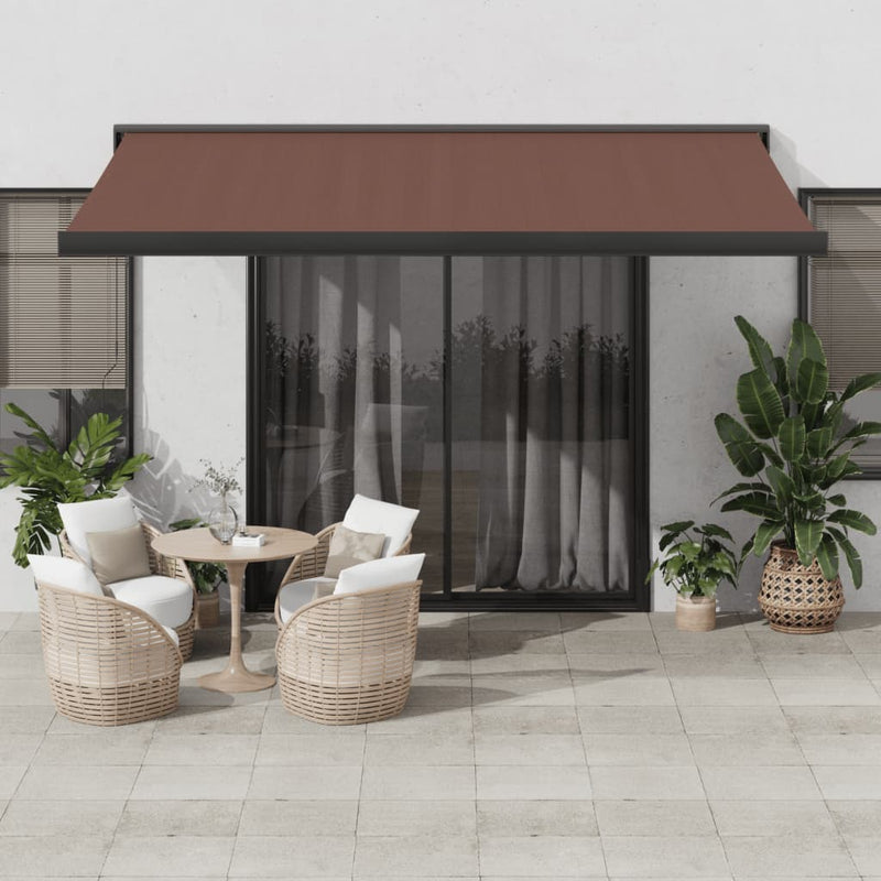 Load image into Gallery viewer, VidaXL Luifel handmatig uittrekbaar 400x300 cm bruin
