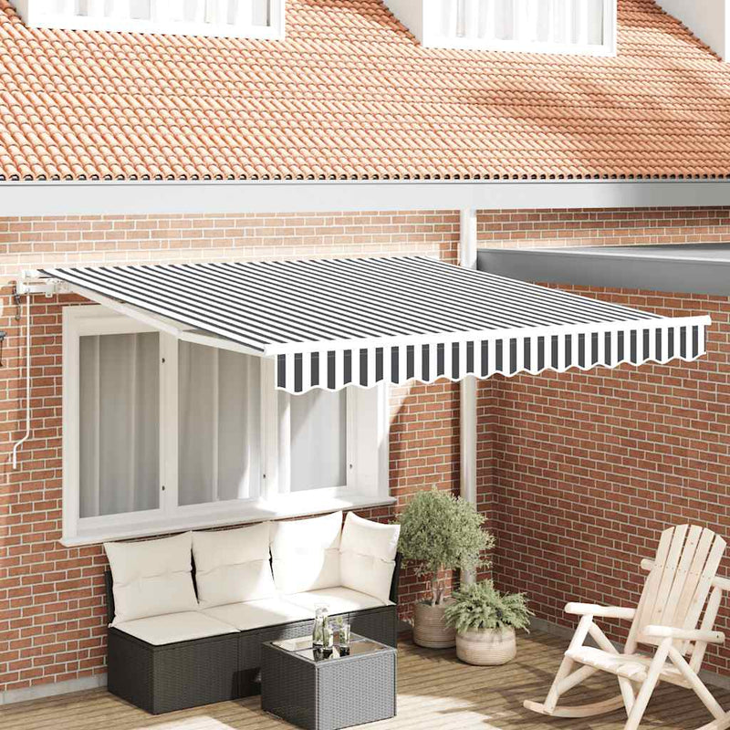 Afbeelding laden in galerijviewer, Vidaxl luifel automatisch uittrekbaar 300x250 cm antracietkleur en wit
