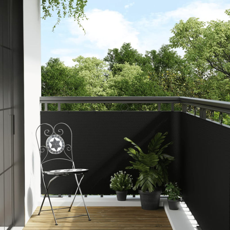 Load image into Gallery viewer, Vidaxl balkonscherm 600x80 cm poly rattan zwart
