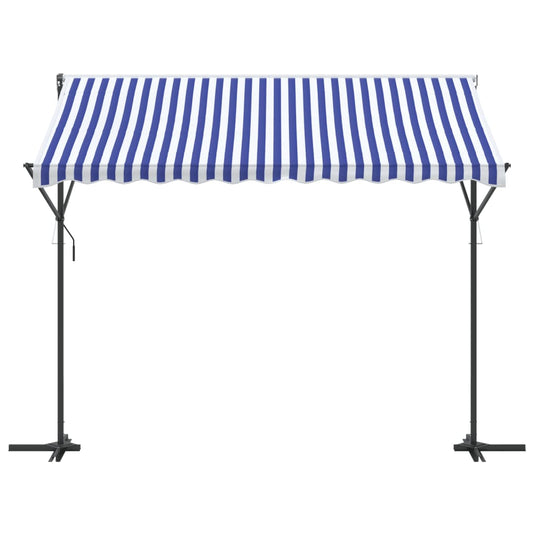 VidaXL Luifel vrijstaand 300x300 cm stof en staal blauw en wit