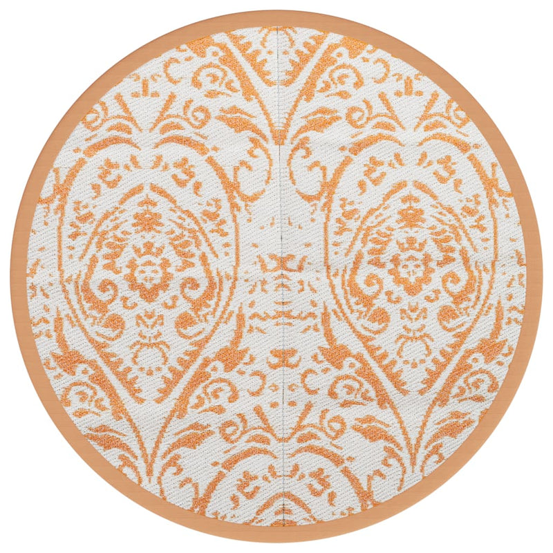 Load image into Gallery viewer, Vidaxl buitentapijt arakil ø200 cm polypropeen oranje en wit
