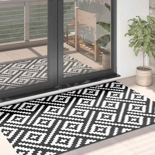 Vidaxl buitenkleed arakil 120x180 cm pp wit en zwart