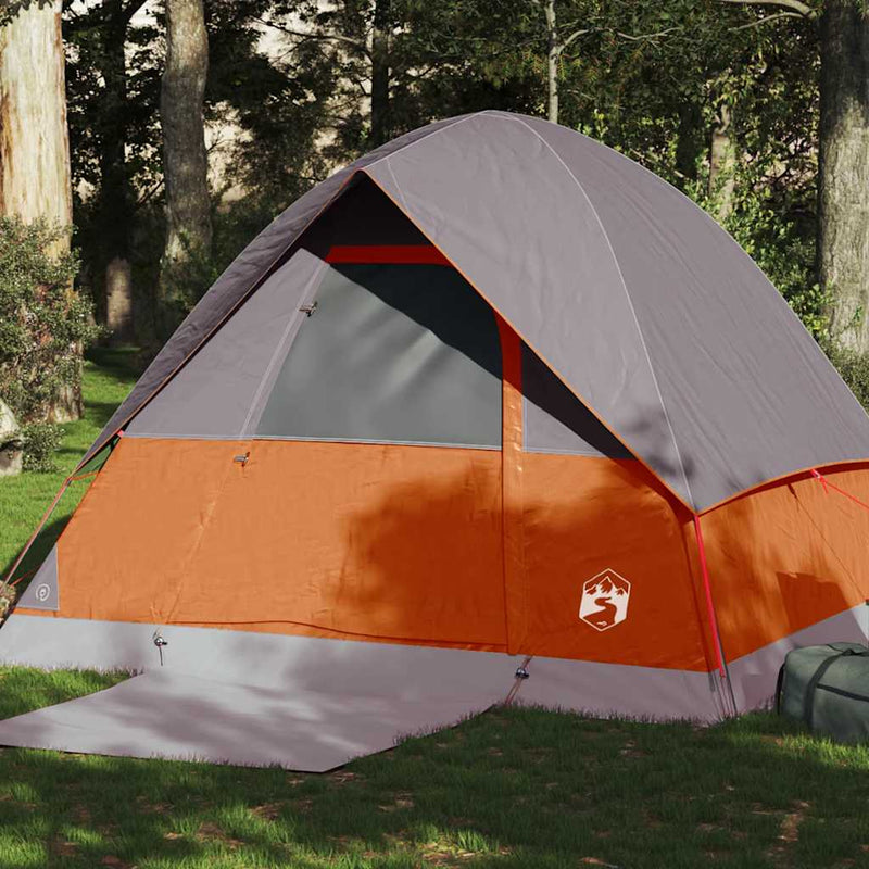 Load image into Gallery viewer, Vidaxl koepeltent 4-persoons waterdicht grijs en oranje
