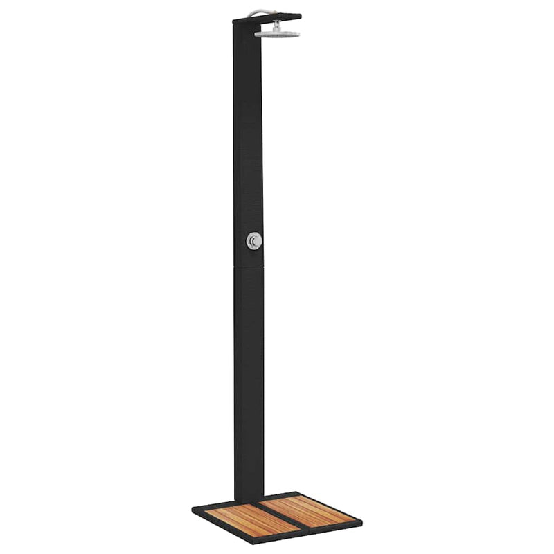 Afbeelding laden in galerijviewer, Vidaxl buitendouche 50x55x224 cm poly rattan en acaciahout zwart
