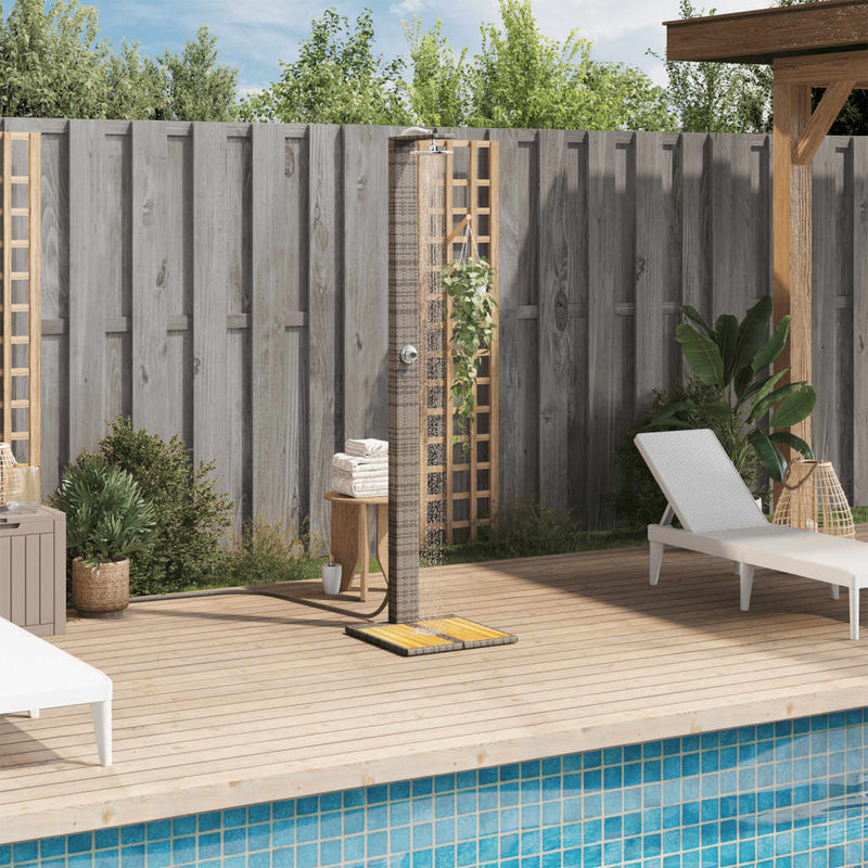 Load image into Gallery viewer, Vidaxl buitendouche 50x55x224 cm poly rattan en acaciahout grijs
