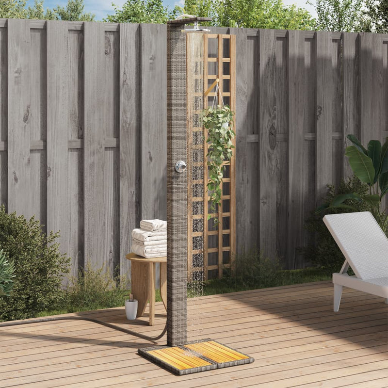 Load image into Gallery viewer, Vidaxl buitendouche 50x55x224 cm poly rattan en acaciahout grijs
