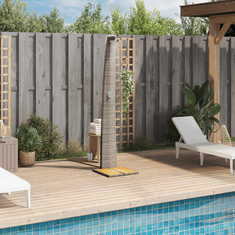 Load image into Gallery viewer, Vidaxl buitendouche 55x60x224 cm poly rattan en acaciahout grijs
