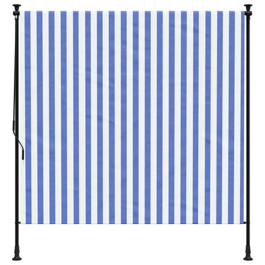 Vidaxl rolgordijn voor buiten 150x270 cm stof en staal blauw en wit
