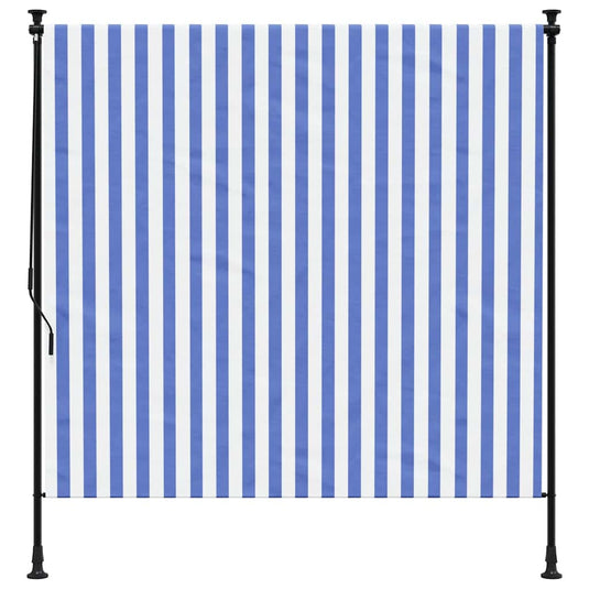 Vidaxl rolgordijn voor buiten 200x270 cm stof en staal blauw en wit