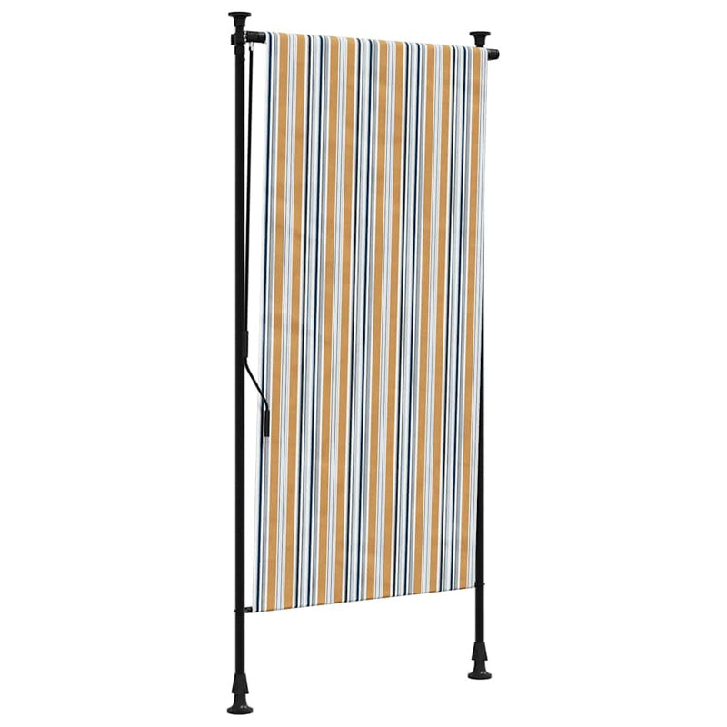 Afbeelding laden in galerijviewer, Vidaxl rolgordijn voor buiten 100x270 cm stof en staal geel en wit
