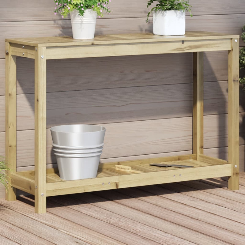 Load image into Gallery viewer, Vidaxl oppottafel met schap 108x35x75 cm geïmpregneerd grenenhout
