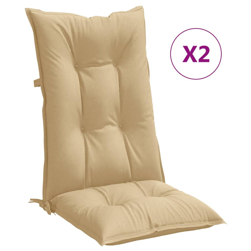 Load image into Gallery viewer, Vidaxl stoelkussens 2 st hoge rug 120x50x7 cm stof gemêleerd beige
