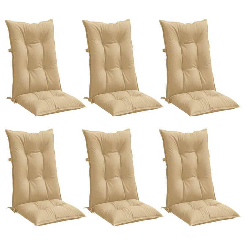 Load image into Gallery viewer, Vidaxl stoelkussens 6 st hoge rug 120x50x7 cm stof gemêleerd beige
