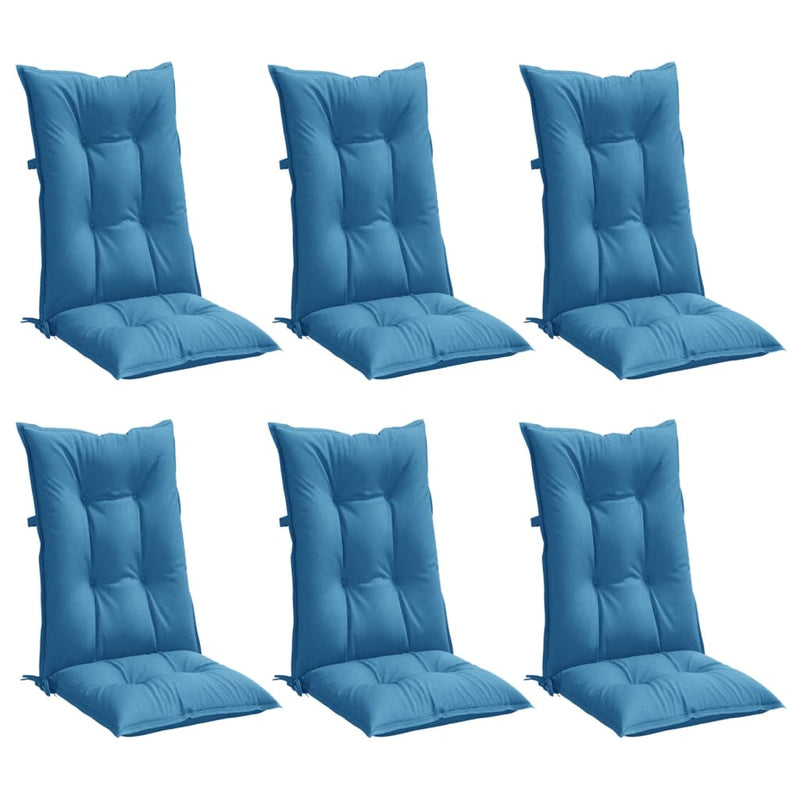 Load image into Gallery viewer, Vidaxl stoelkussens 6 st hoge rug 120x50x7 cm stof gemêleerd blauw
