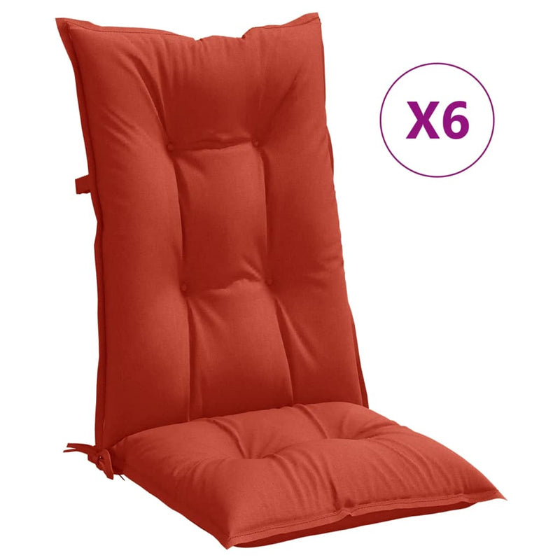 Load image into Gallery viewer, Vidaxl stoelkussens 6 st hoge rug 120x50x7 cm stof gemêleerd rood
