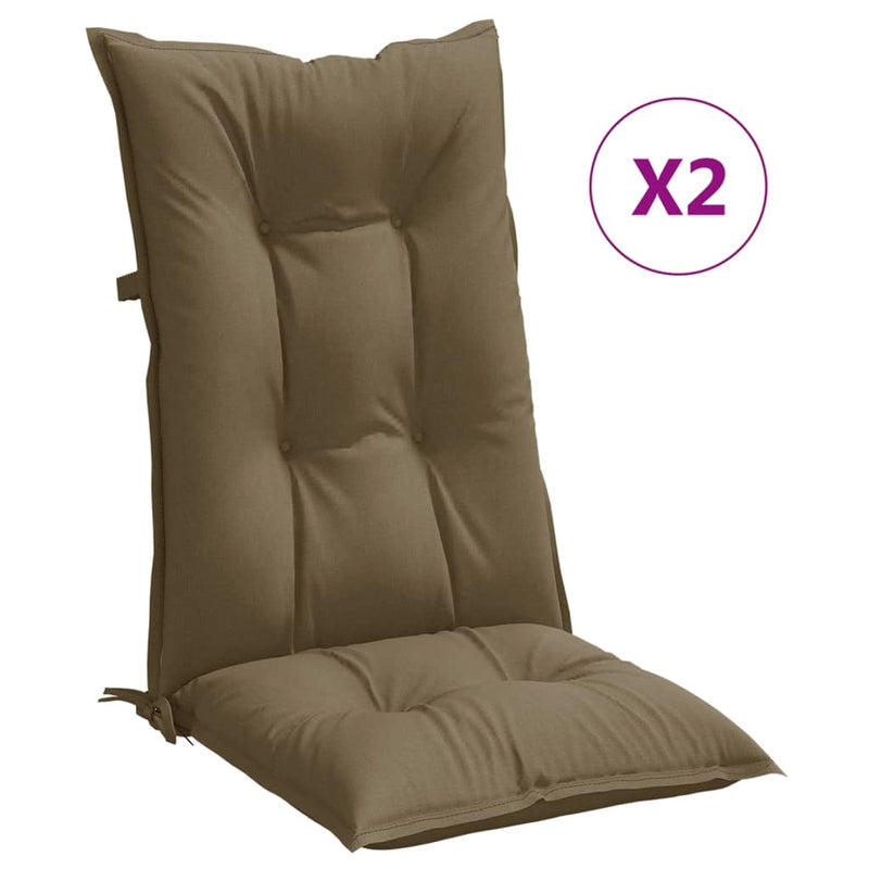 Load image into Gallery viewer, Vidaxl stoelkussens 2 st hoge rug 120x50x7 cm stof gemêleerd taupe
