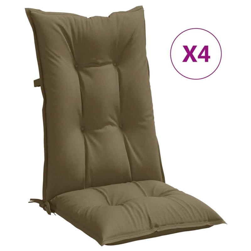 Afbeelding laden in galerijviewer, Vidaxl stoelkussens 4 st hoge rug 120x50x7 cm stof gemêleerd taupe
