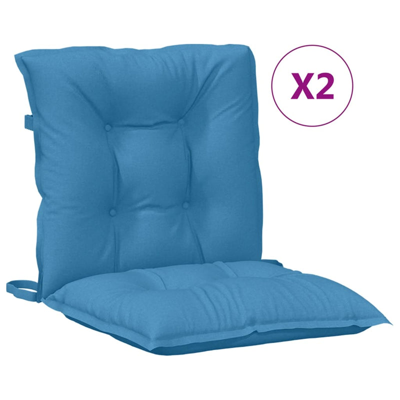 Load image into Gallery viewer, Vidaxl stoelkussens 2 st lage rug 100x50x7 cm stof gemêleerd blauw
