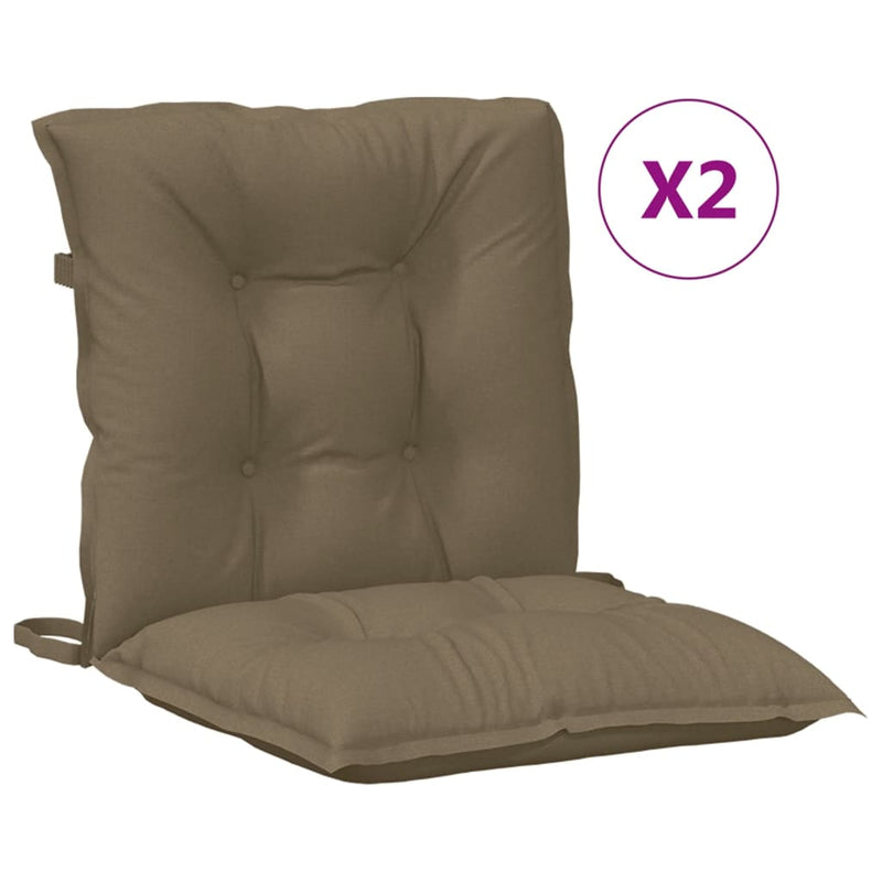 Load image into Gallery viewer, Vidaxl stoelkussens 2 st lage rug 100x50x7 cm stof gemêleerd taupe
