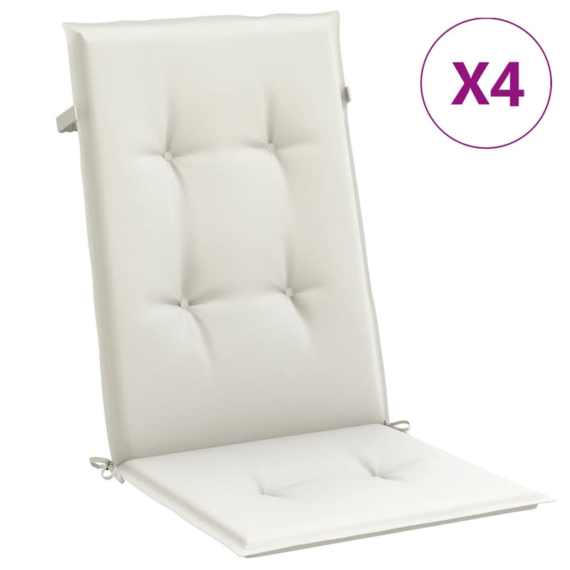 Load image into Gallery viewer, Vidaxl stoelkussens 4 st hoge rug 120x50x4 cm stof gemêleerd crème
