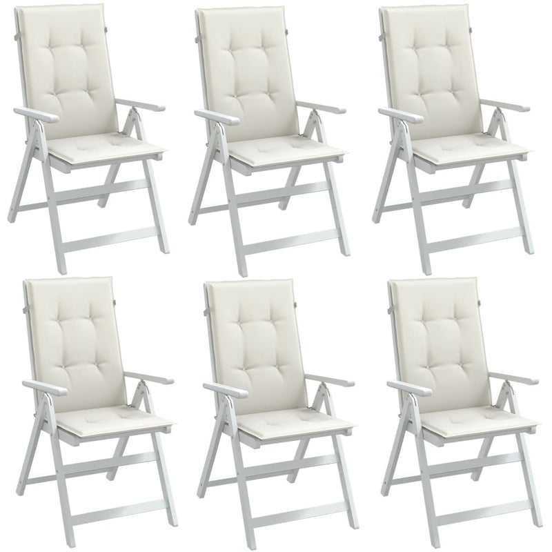 Load image into Gallery viewer, Vidaxl stoelkussens 6 st hoge rug 120x50x4 cm stof gemêleerd crème
