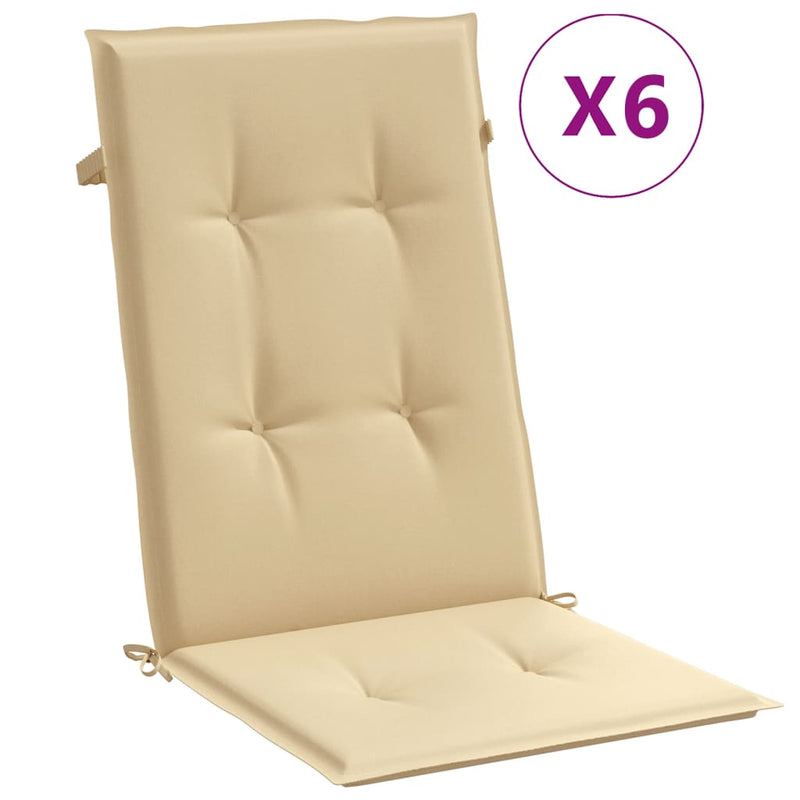 Load image into Gallery viewer, Vidaxl stoelkussens 6 st hoge rug 120x50x4 cm stof gemêleerd beige
