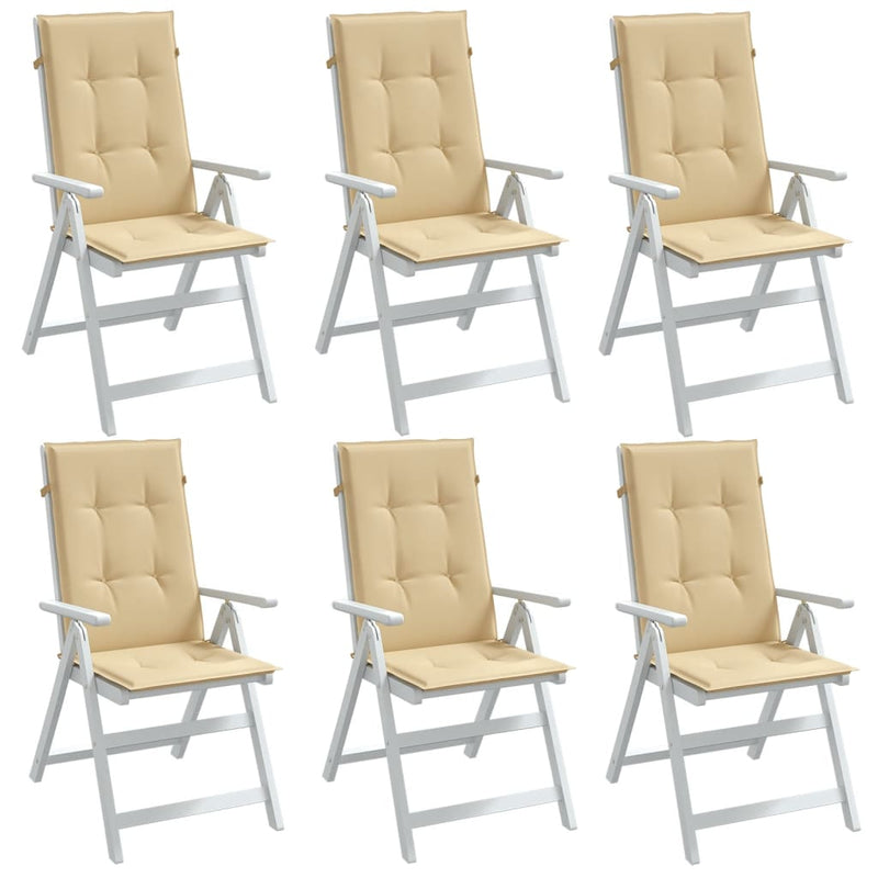 Load image into Gallery viewer, Vidaxl stoelkussens 6 st hoge rug 120x50x4 cm stof gemêleerd beige
