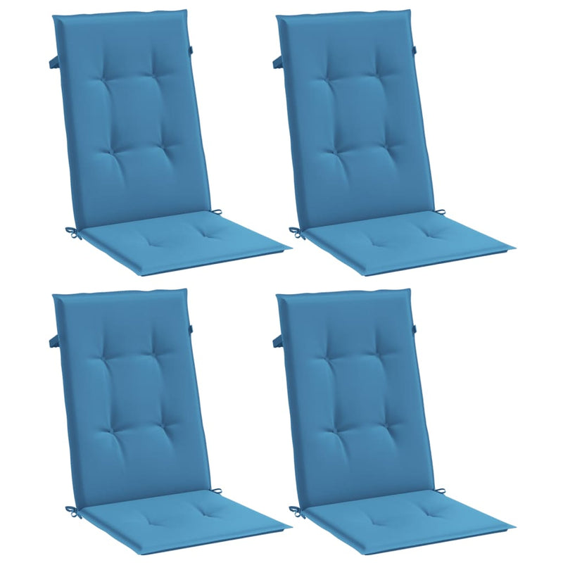 Load image into Gallery viewer, Vidaxl stoelkussens 4 st hoge rug 120x50x4 cm stof gemêleerd blauw
