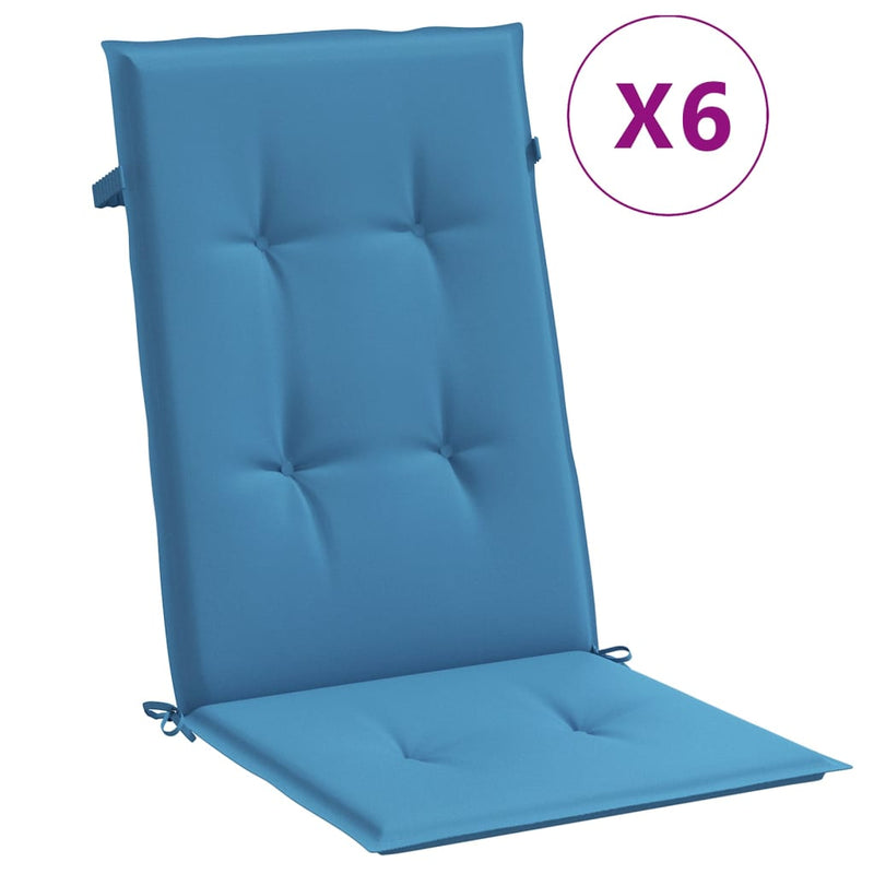 Load image into Gallery viewer, Vidaxl stoelkussens 6 st hoge rug 120x50x4 cm stof gemêleerd blauw
