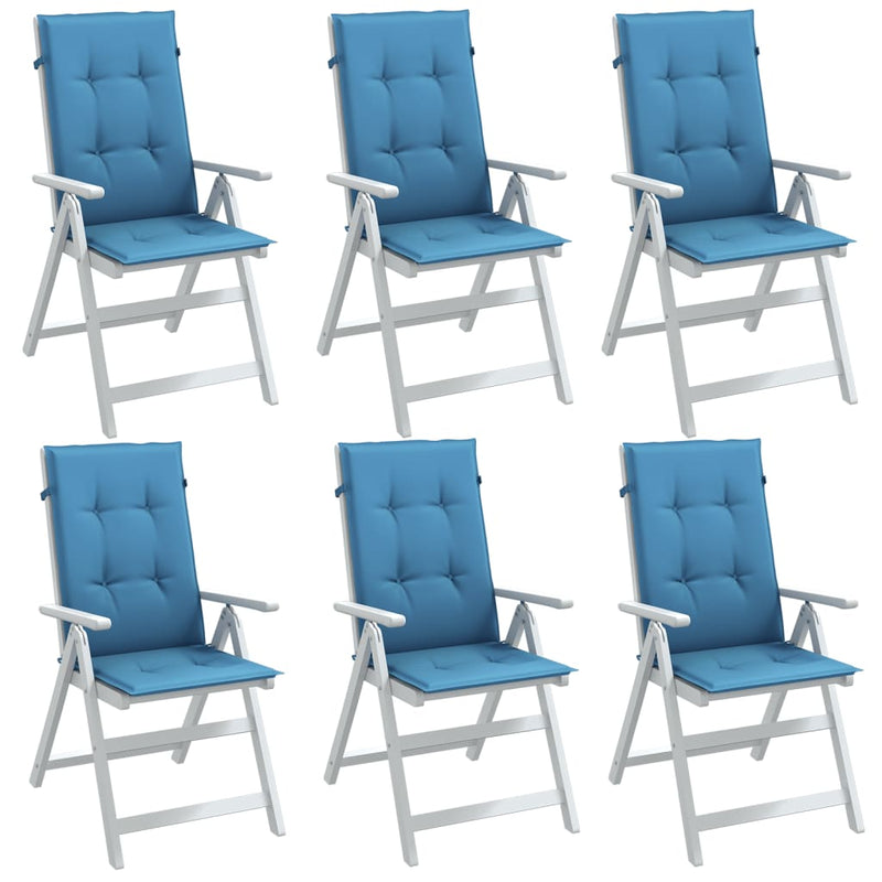 Load image into Gallery viewer, Vidaxl stoelkussens 6 st hoge rug 120x50x4 cm stof gemêleerd blauw
