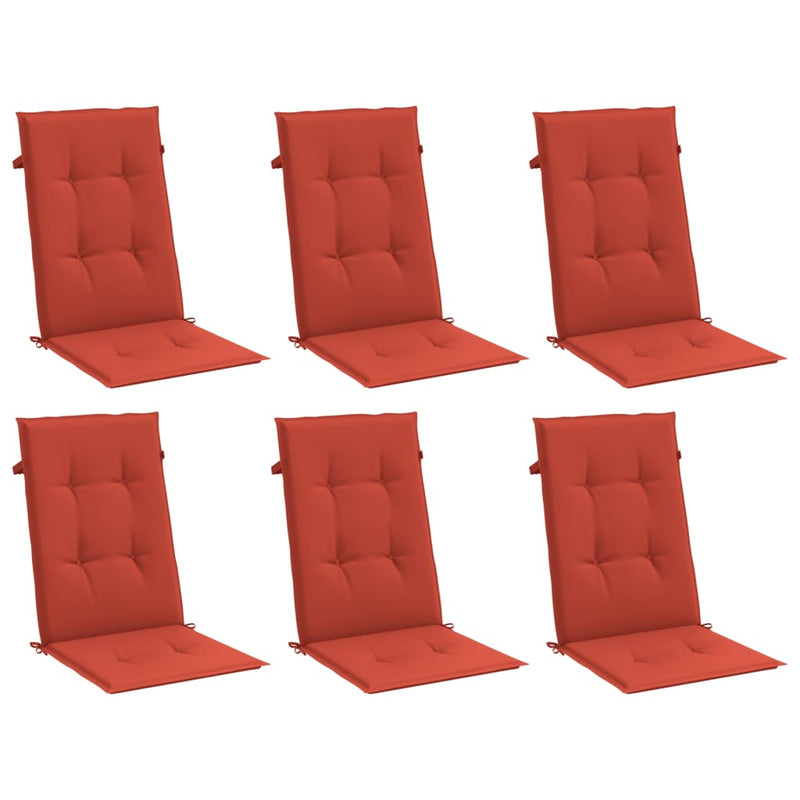 Load image into Gallery viewer, Vidaxl stoelkussens 6 st hoge rug 120x50x4 cm stof gemêleerd rood
